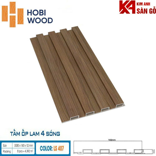 Tấm Ốp Tường Lam 4 Sóng Thấp HOBI LS-407